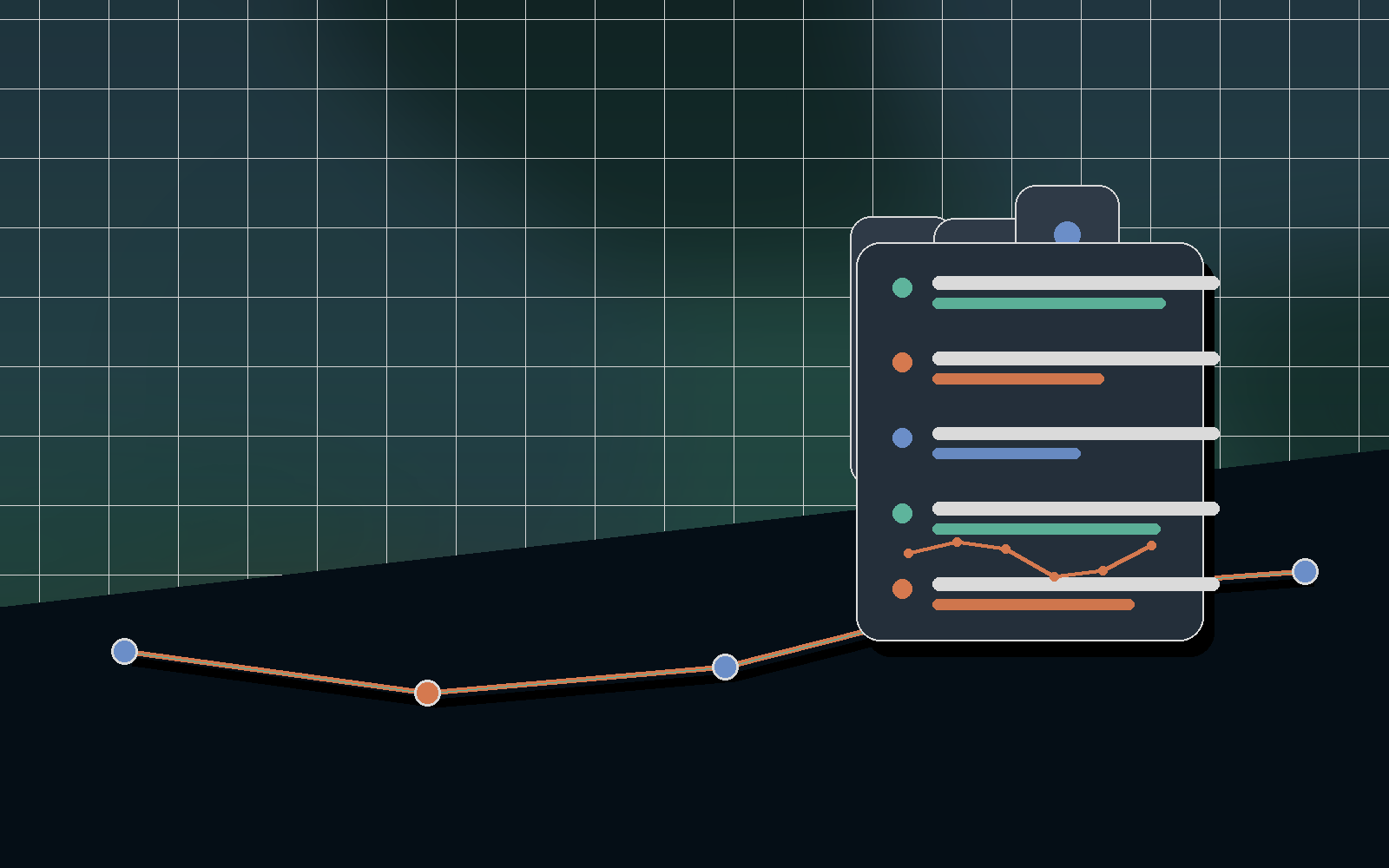AI credit dashboard with plan cards and usage trend indicators.
