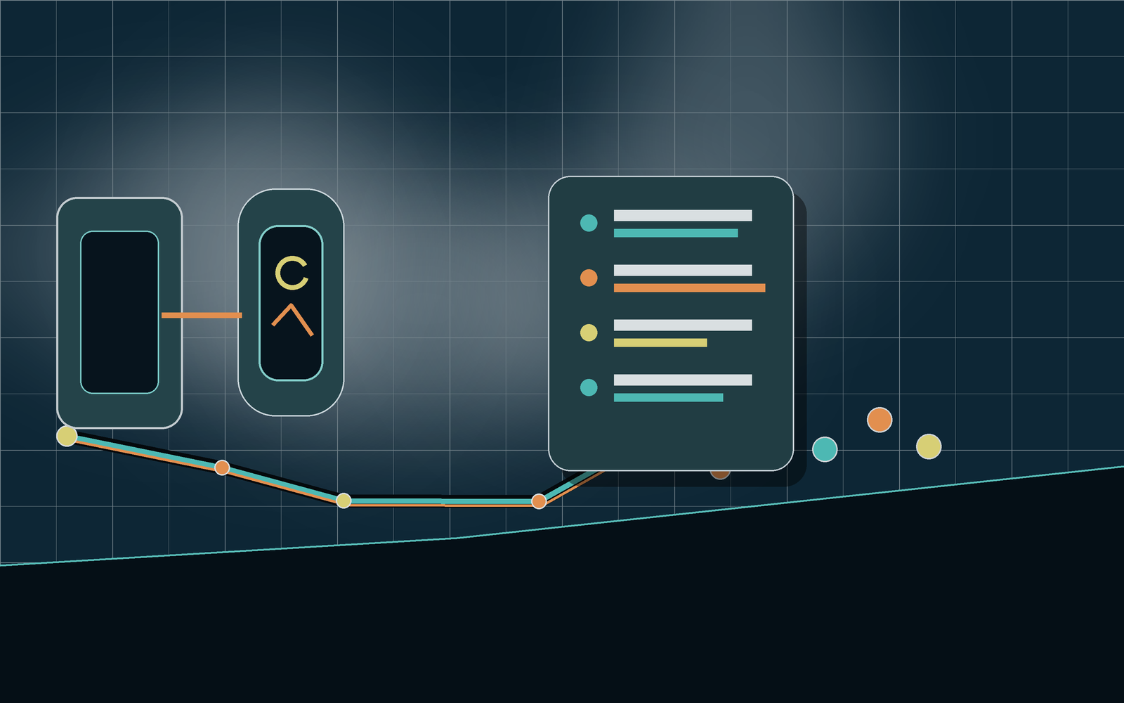 Garmin integration readiness scene with device cards and route markers.