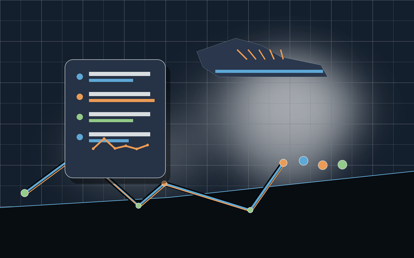 Shoe mileage dashboard with gear alerts and route trend cards.