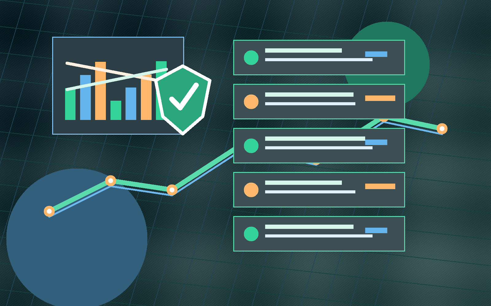 Private AI training dashboard card with shield, workout rows, and secure data path.
