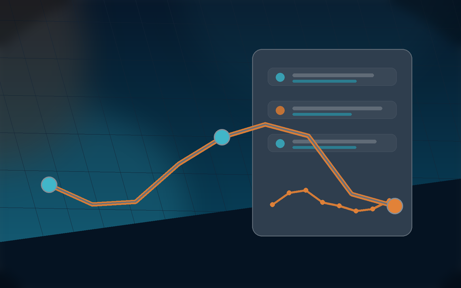 Training dashboard scene with a route line and load chart for triathlon planning.