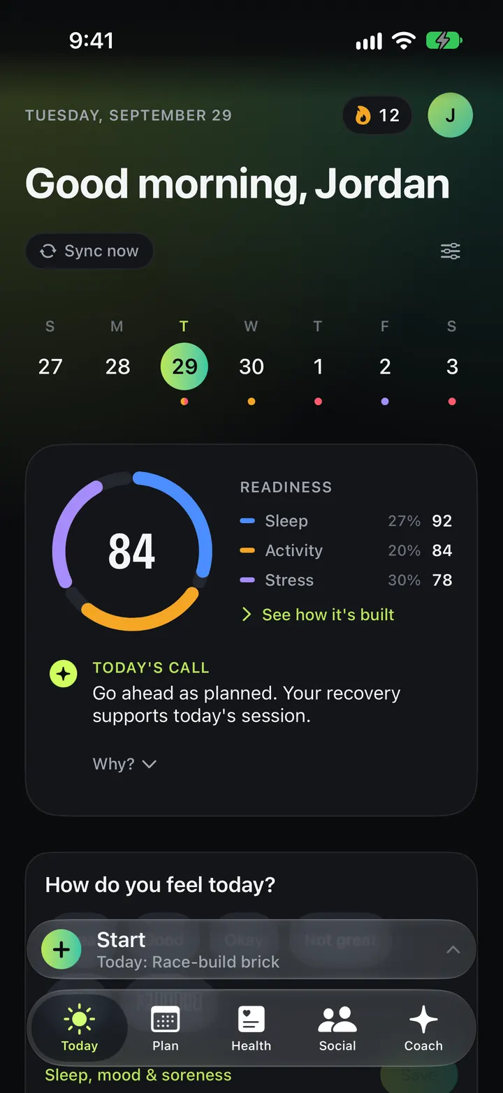 The Mi Today screen with a lift block.
